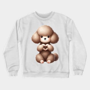 Valentine Poodle Dog Giving Heart Hand Sign Crewneck Sweatshirt